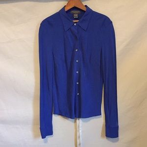Banana Republic Blue Silk Button-Down Shirt